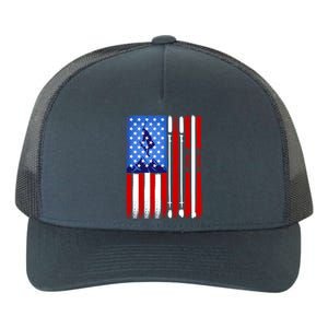 American Flag Skiing Gift Yupoong Adult 5-Panel Trucker Hat