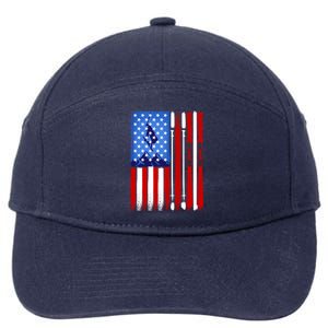 American Flag Skiing Gift 7-Panel Snapback Hat