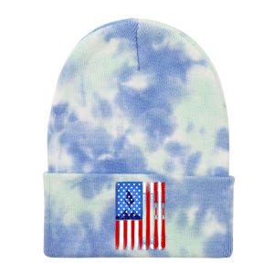 American Flag Skiing Gift Tie Dye 12in Knit Beanie