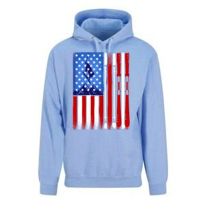 American Flag Skiing Gift Unisex Surf Hoodie