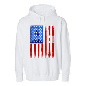 American Flag Skiing Gift Garment-Dyed Fleece Hoodie