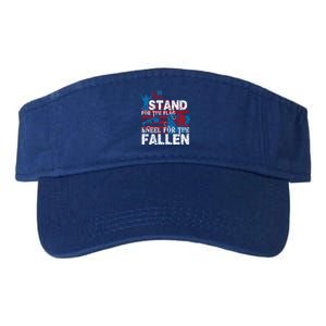 American Flag Stand For The Flag Knees For The Fallen Gift Valucap Bio-Washed Visor