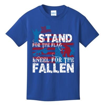 American Flag Stand For The Flag Knees For The Fallen Gift Kids T-Shirt