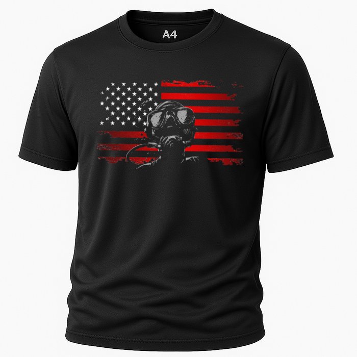 American Flag Scuba Diving Apparel Scuba Diving Cooling Performance Crew T-Shirt