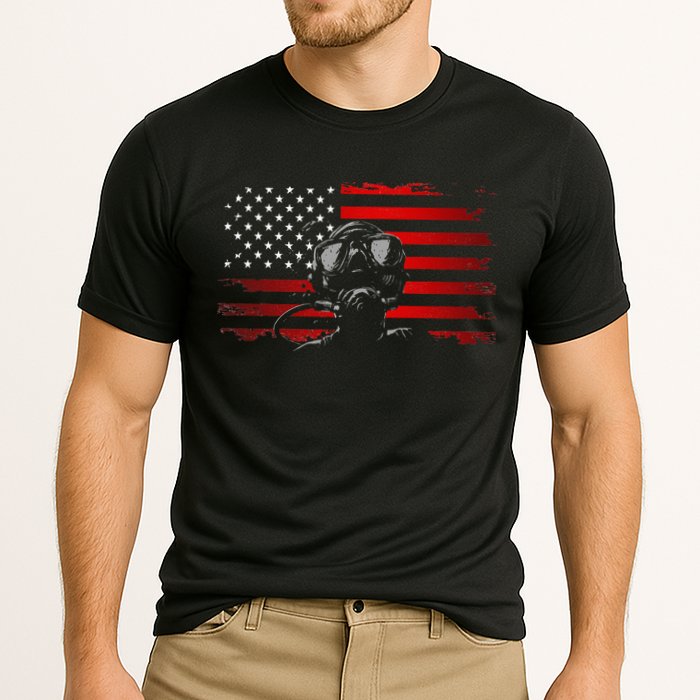 American Flag Scuba Diving Apparel Scuba Diving Cooling Performance Crew T-Shirt