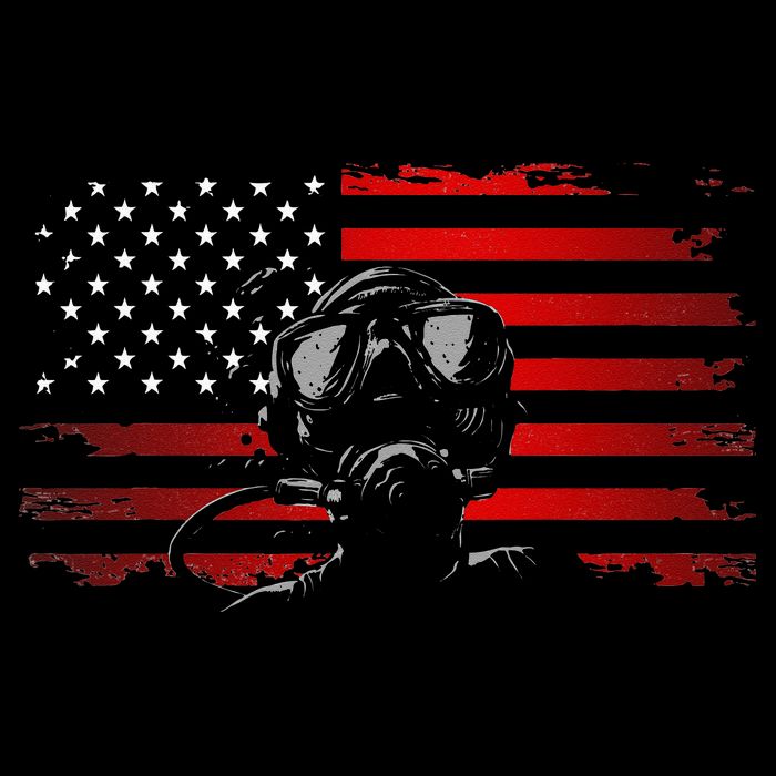 American Flag Scuba Diving Apparel Scuba Diving Cooling Performance Crew T-Shirt
