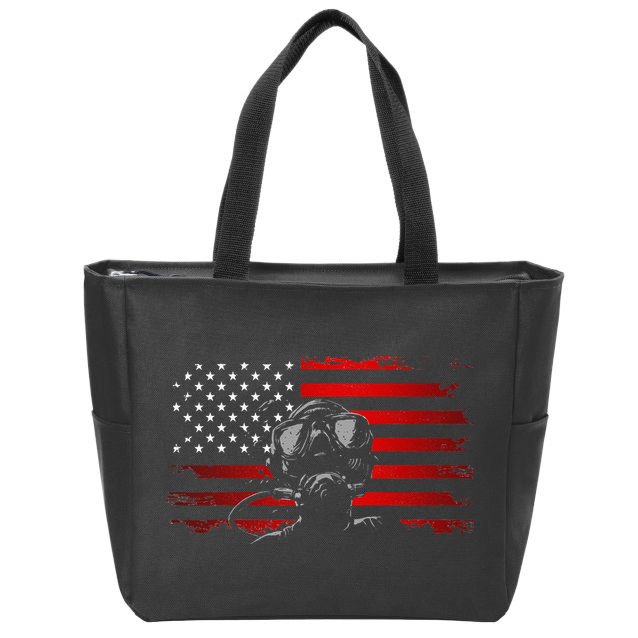 American Flag Scuba Diving Apparel Scuba Diving Zip Tote Bag