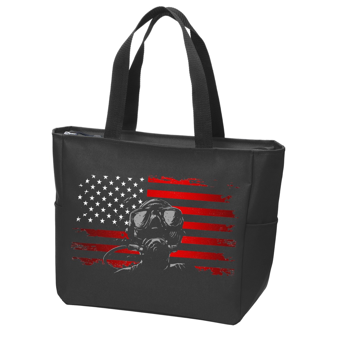American Flag Scuba Diving Apparel Scuba Diving Zip Tote Bag