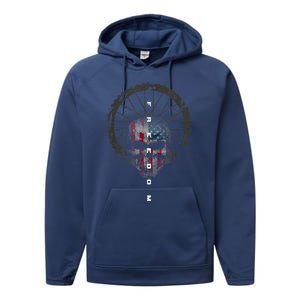 American Flag Skull Cycling Bicycle MTB Mountain Bike Performance Fleece Hoodie