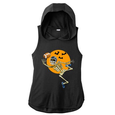 American Football Skeleton Halloween Football Fan Ladies PosiCharge Tri-Blend Wicking Draft Hoodie Tank