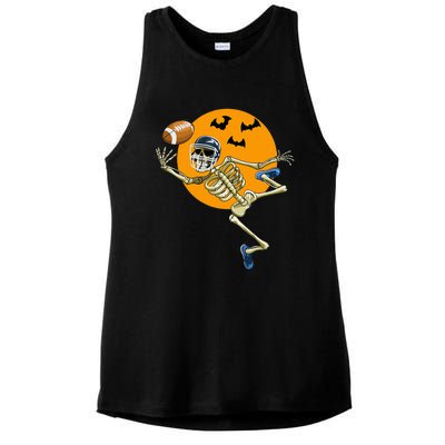 American Football Skeleton Halloween Football Fan Ladies PosiCharge Tri-Blend Wicking Tank