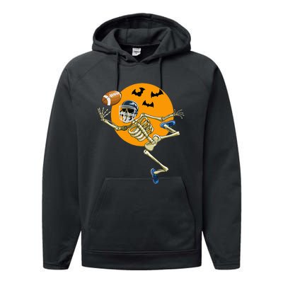 American Football Skeleton Halloween Football Fan Performance Fleece Hoodie