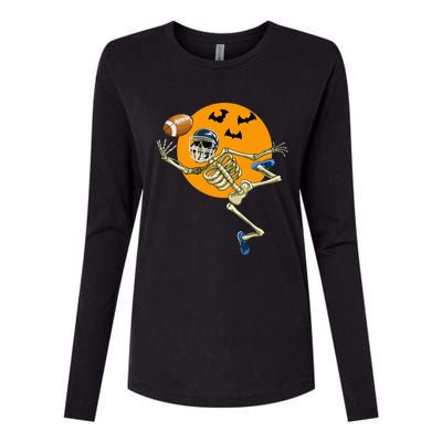 American Football Skeleton Halloween Football Fan Womens Cotton Relaxed Long Sleeve T-Shirt