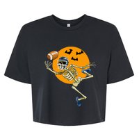 American Football Skeleton Halloween Football Fan Bella+Canvas Jersey Crop Tee