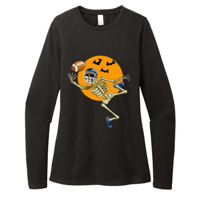 American Football Skeleton Halloween Football Fan Womens CVC Long Sleeve Shirt