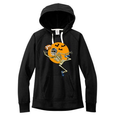 American Football Skeleton Halloween Football Fan Women's Fleece Hoodie