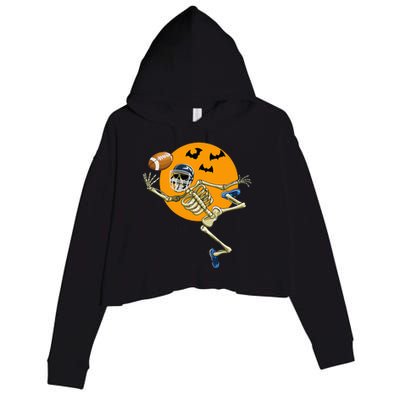 American Football Skeleton Halloween Football Fan Crop Fleece Hoodie