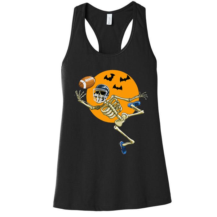 American Football Skeleton Halloween Football Fan Women's Racerback Tank