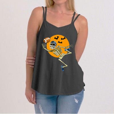 American Football Skeleton Halloween Football Fan Women's Strappy Tank