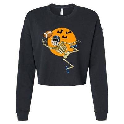 American Football Skeleton Halloween Football Fan Cropped Pullover Crew