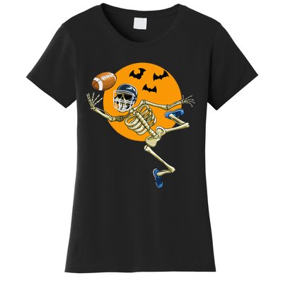 American Football Skeleton Halloween Football Fan Women's T-Shirt