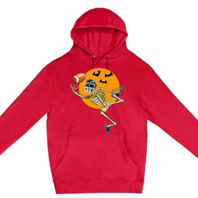 American Football Skeleton Halloween Football Fan Premium Pullover Hoodie