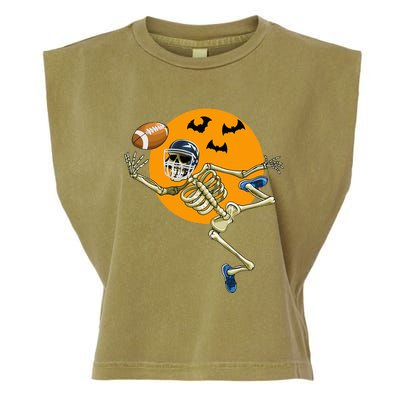 American Football Skeleton Halloween Football Fan Garment-Dyed Women's Muscle Tee