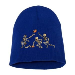 American Football Skeleton Halloween Short Acrylic Beanie