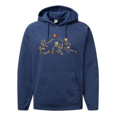 American Football Skeleton Halloween Performance Fleece Hoodie