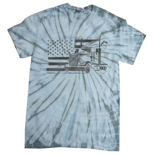 American Flag Semi Truck Driver 18 Wheeler Patriotic Trucker Tie-Dye T-Shirt