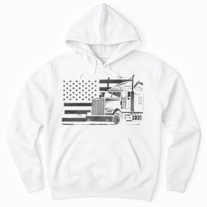 American Flag Semi Truck Driver 18 Wheeler Patriotic Trucker Hoodie