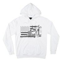 American Flag Semi Truck Driver 18 Wheeler Patriotic Trucker Hoodie