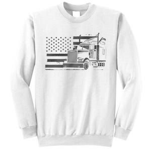 American Flag Semi Truck Driver 18 Wheeler Patriotic Trucker Sweatshirt