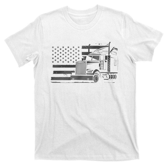 American Flag Semi Truck Driver 18 Wheeler Patriotic Trucker T-Shirt