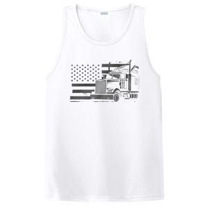 American Flag Semi Truck Driver 18 Wheeler Patriotic Trucker PosiCharge Competitor Tank