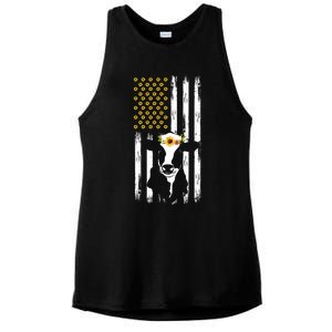 American Flag Sunflower Cow Lovers Patriotic Cows Farmer Cool Gift Ladies PosiCharge Tri-Blend Wicking Tank