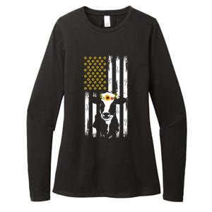 American Flag Sunflower Cow Lovers Patriotic Cows Farmer Cool Gift Womens CVC Long Sleeve Shirt