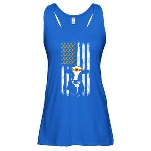 American Flag Sunflower Cow Lovers Patriotic Cows Farmer Cool Gift Ladies Essential Flowy Tank