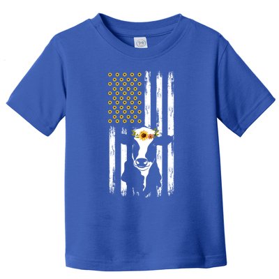 American Flag Sunflower Cow Lovers Patriotic Cows Farmer Cool Gift Toddler T-Shirt