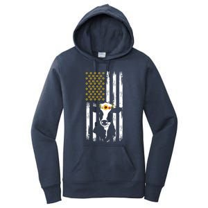 American Flag Sunflower Cow Lovers Patriotic Cows Farmer Cool Gift Women's Pullover Hoodie