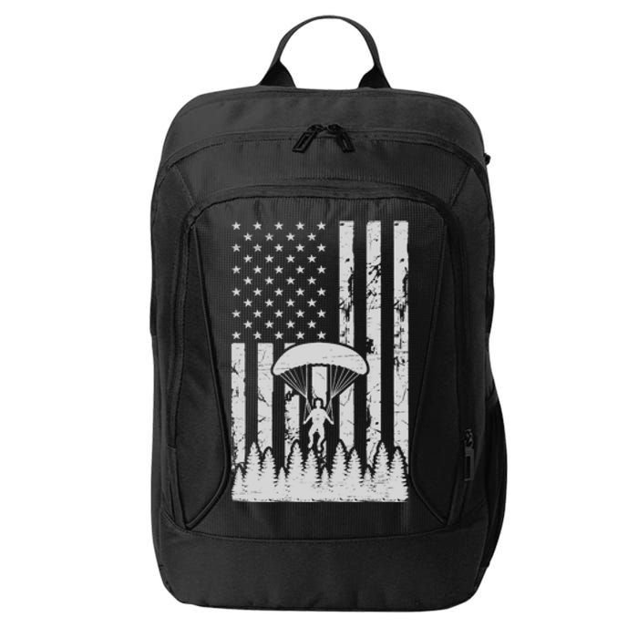 American Flag Skydiving Airplane Jump Parachuting Skydiver Premium City Backpack