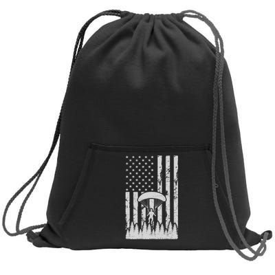 American Flag Skydiving Airplane Jump Parachuting Skydiver Premium Sweatshirt Cinch Pack Bag