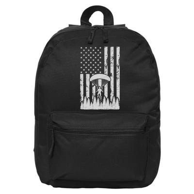 American Flag Skydiving Airplane Jump Parachuting Skydiver Premium 16 in Basic Backpack