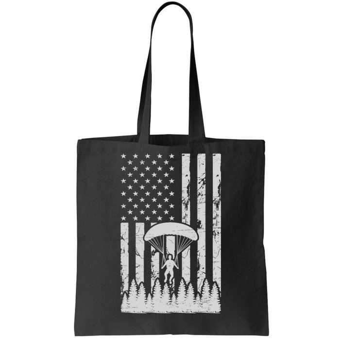 American Flag Skydiving Airplane Jump Parachuting Skydiver Premium Tote Bag