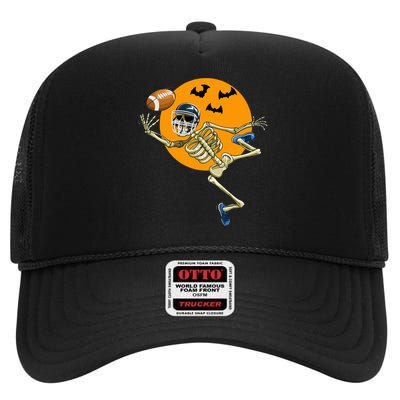 American Football Skeleton Halloween High Crown Mesh Back Trucker Hat