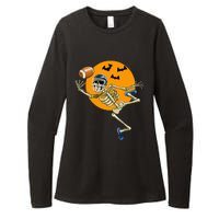 American Football Skeleton Halloween Womens CVC Long Sleeve Shirt