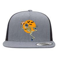 American Football Skeleton Halloween Flat Bill Trucker Hat