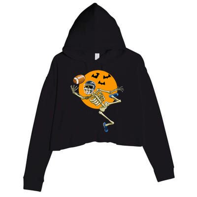 American Football Skeleton Halloween Crop Fleece Hoodie