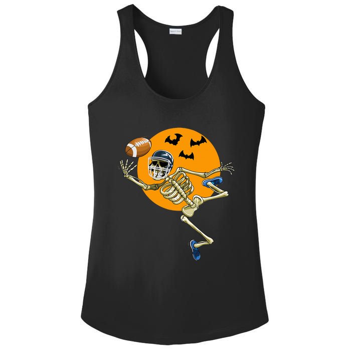 American Football Skeleton Halloween Ladies PosiCharge Competitor Racerback Tank