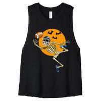 American Football Skeleton Halloween Women's Racerback Cropped Tank